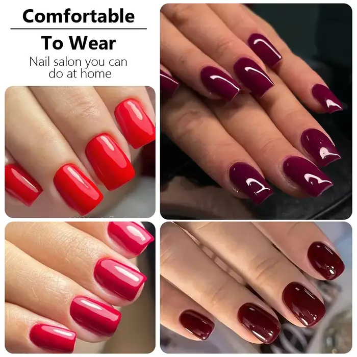 96 pièces presse sur ongles courts, faux ongles de couleur unie brillante, ongles artificiels à couv