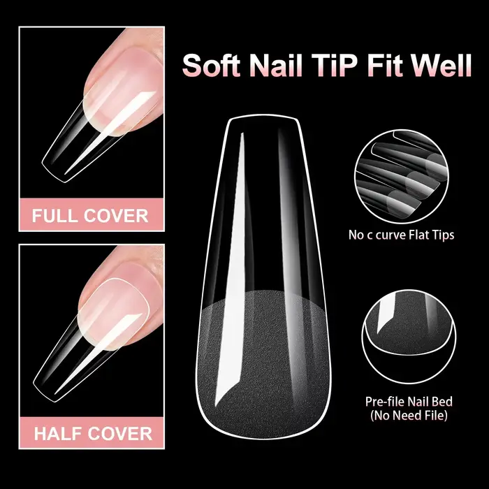 Faux ongles en Gel doux, 100 pièces, couverture demi/pleine, Double usage, presse sur ongles en acry
