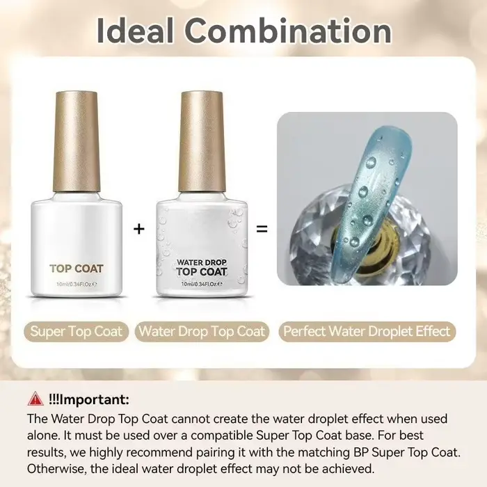 Nouveau 2026 10ml Top Coat Goutte d'Eau Transparent pour Ongles