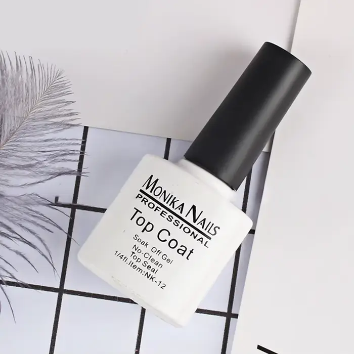 Top Coat Sans Résidu 15ml – Vernis Gel UV Soak Off Brillant Longue Durée Transparent pour Manucure et Nail Art