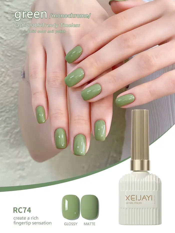XEIJAYI 1Pc 15ml Vernis à ongles gel vert - Brillance longue durée