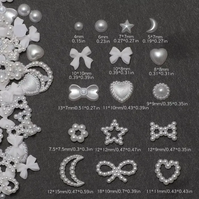 1 boîte d'accessoires pour ongles, breloque 3d en résine, nœud d'amour, pentagramme, accessoires pou