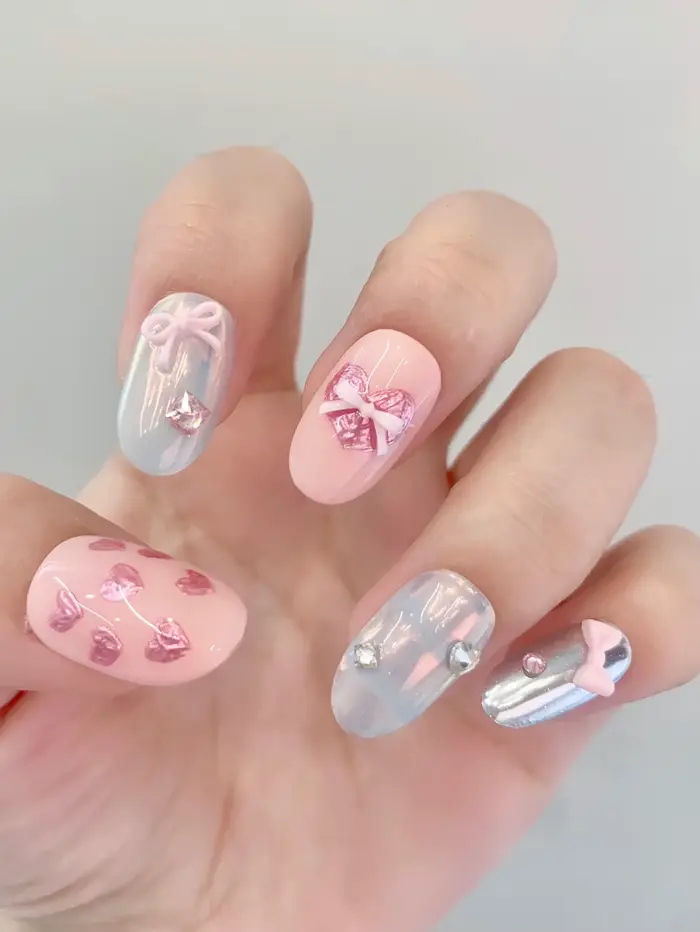 Mini nœud rose en résine pour Nail Art, 100 pièces, breloques en forme de mélange, ruban à nœud papi