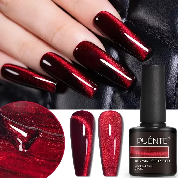 Vernis à ongles gel magnétique rouge rubis super brillant 7
