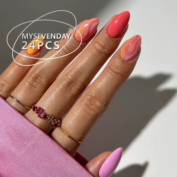 24 pièces en gros Faux ongles à presser style français