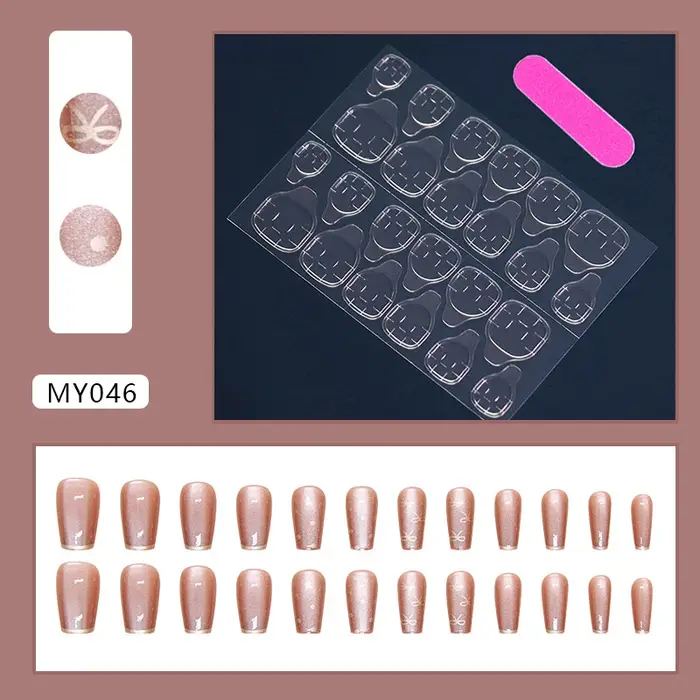 24 faux ongles en forme de cercueil N64.+ 1 lime à ongles + 1 colle MSI