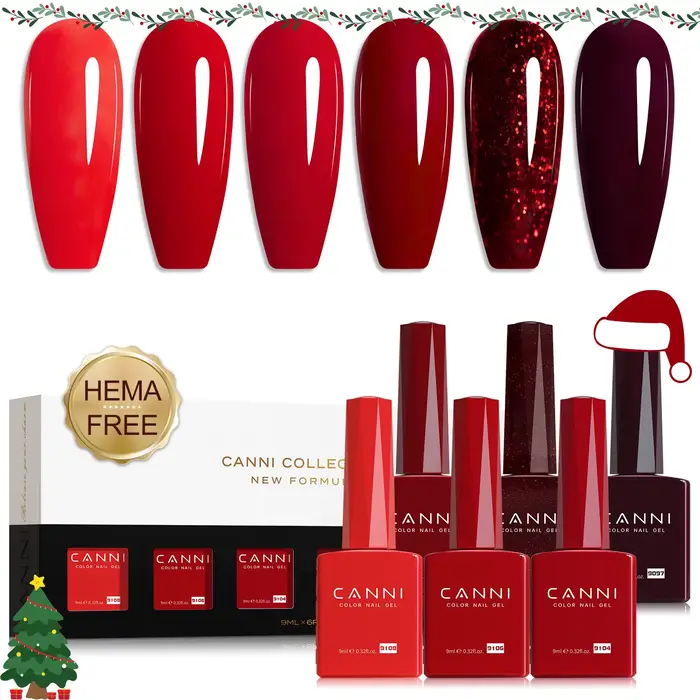 CANNI 6 couleurs Gel vernis à ongles ensemble 9ml coloré HEMA/TPO gratuit Soak-off UV LED bricolage longue durée haute pigmentation Salon manucure Gel