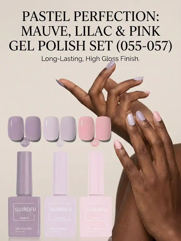 Lot de 3 vernis gel 15 ml, série rose clair et violet, rose clair et violet clair, vernis gel style 