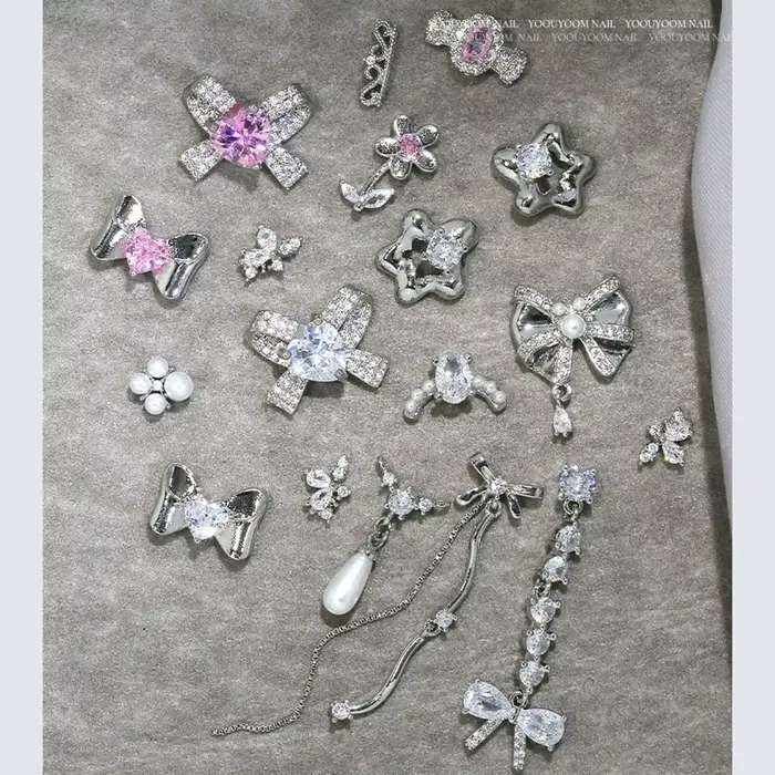 Bijoux de manucure 3D en argent de haute qualité