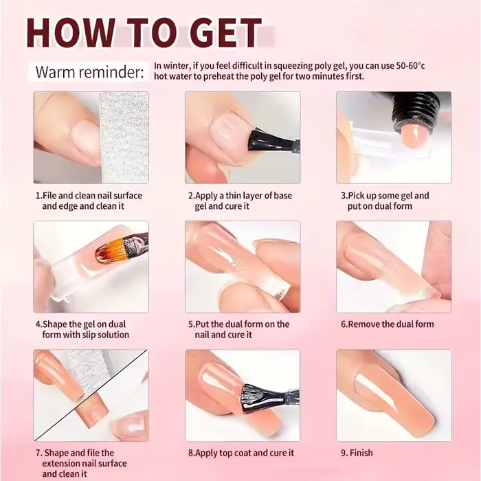 Kit de gel pour extension d'ongles Poly