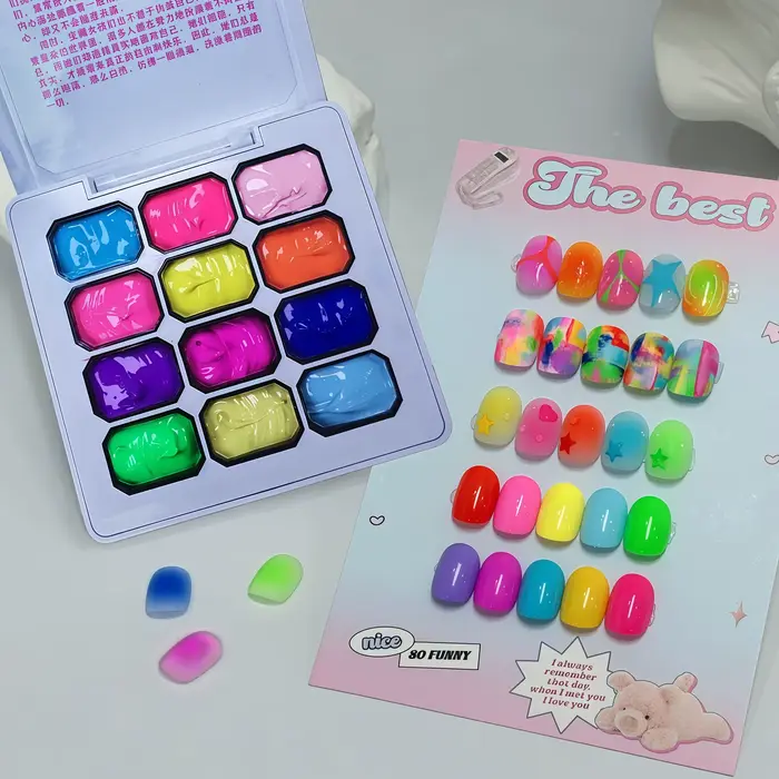 Kit de vernis à ongles adhésif 12 couleurs arc-en-ciel