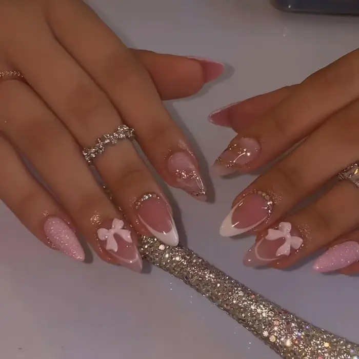 24 pièces imprimé léopard français presse sur ongles courts amande couverture complète faux