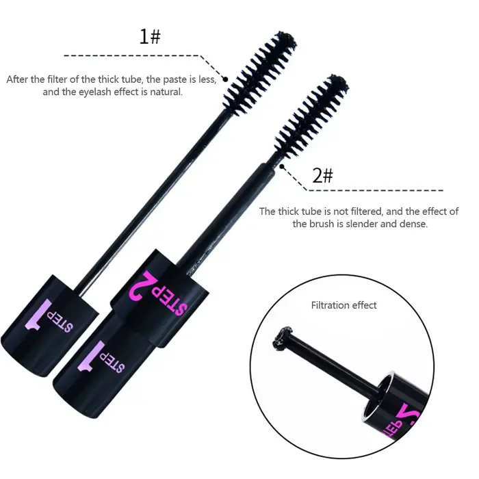 Mascara 2 en 1 Long et épais, brosse en Gel de silice, allonge le Volume, imperméable, durable, beauté des yeux, cosmétiques