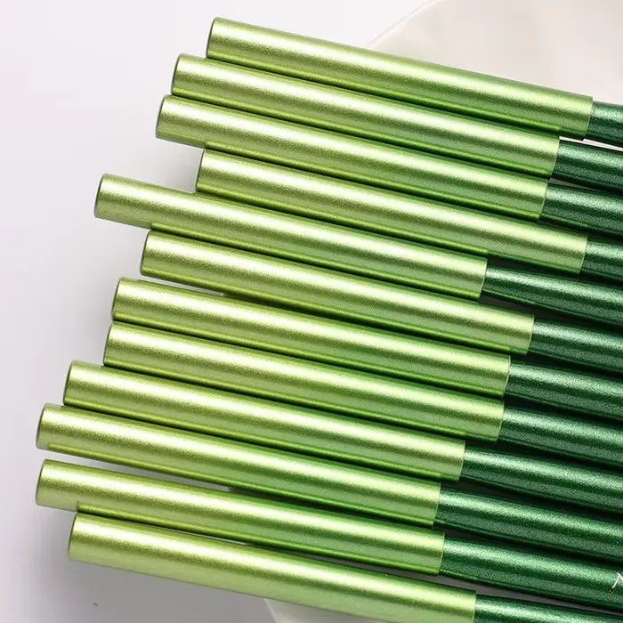 Nouveau Pinceau Vert pour Nail Art avec Manche en Bois Peint