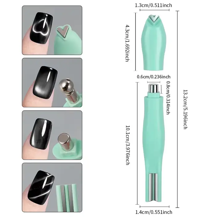 Bâton magnétique 4 en 1 3D en forme de cœur, outils magnétiques pour ongles œil de chat, aimant mult