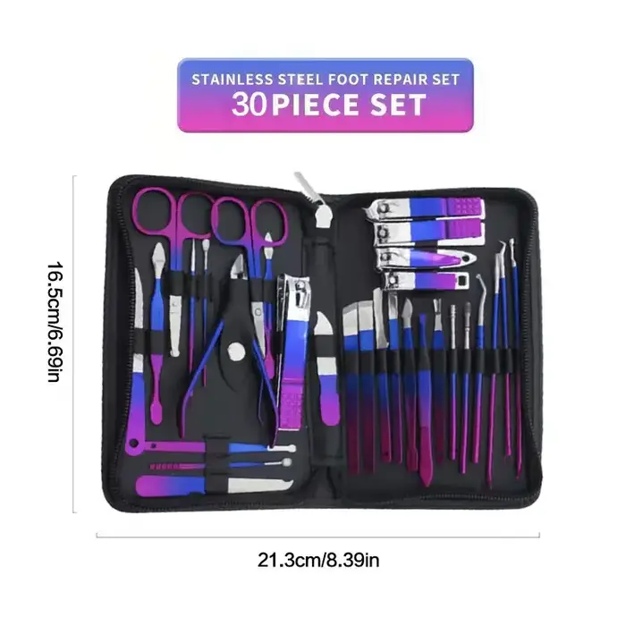 Kit professionnel de manucure et pédicure en acier inoxydable