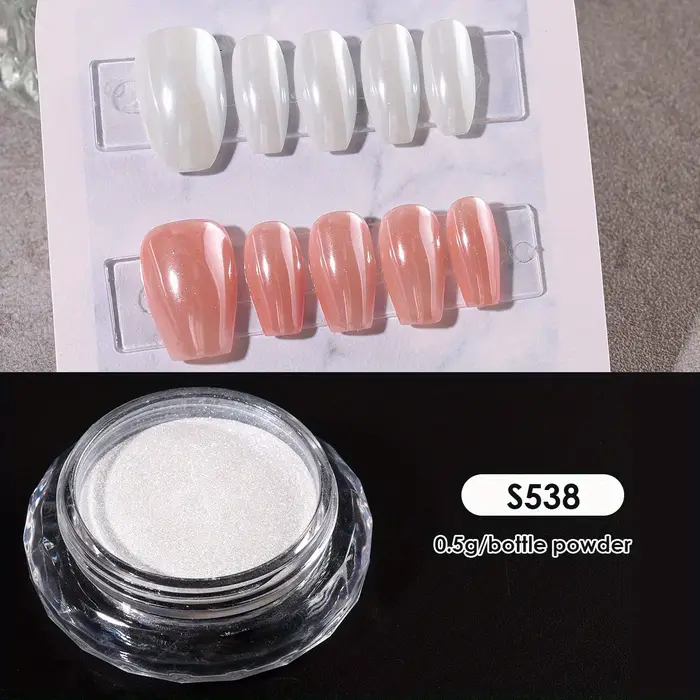 Poudre chromée pour ongles blancs brillants à l'eau, élégante, clair de lune, poussière à friction F