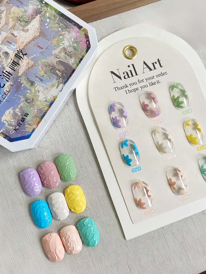 9/12 couleurs Vernis à ongles solide populaire à haute saturation, effet gypse macaron, colle à ongl