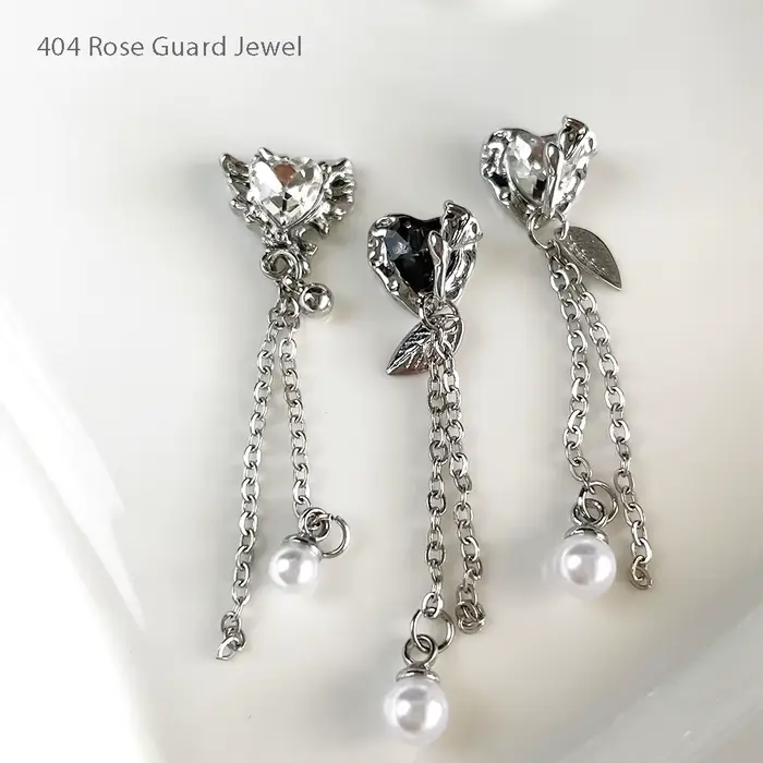 Rose Guard- Design Unique manucure longs pendentifs coeur verre cristal chaînes métalliques bijoux perles gouttes