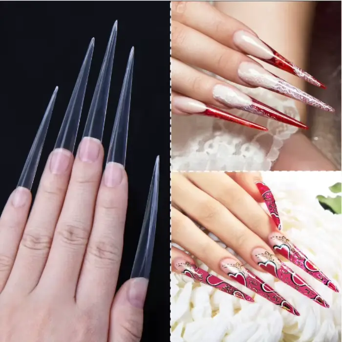 Embouts d'ongles artistiques à pointes Extra longues pour Salon