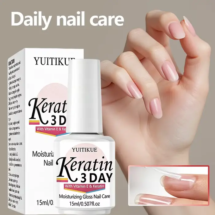 YUITIKUE Huile de Soin des Ongles à la Kératine 3 Jours 15ml Vitamine E Hydratante Brillante Absorpt