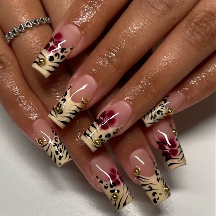 24 pièces papillon bâton sur ongles ensembles paillettes bleu Long cercueil faux ongles Art Simple f