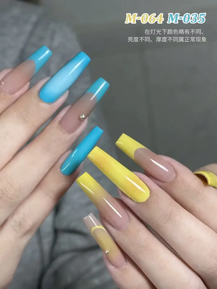 2 couleurs 15ML jaune et bleu ensemble de Gel pour ongles Semi Permanent Nail Art trempage UV LED Salon de manucure