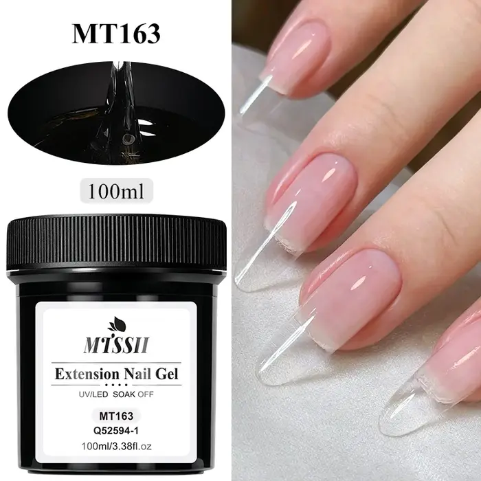 Gel UV de construction pour extension d'ongles 100ml, Gel dur Milky White, Clair, Rose Nude, Acryliq