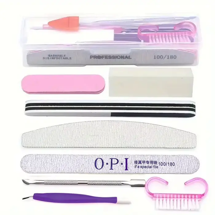 Kit de limes à ongles professionnelles pour manucure et pédicure, outil d'extension, pinceaux de maq