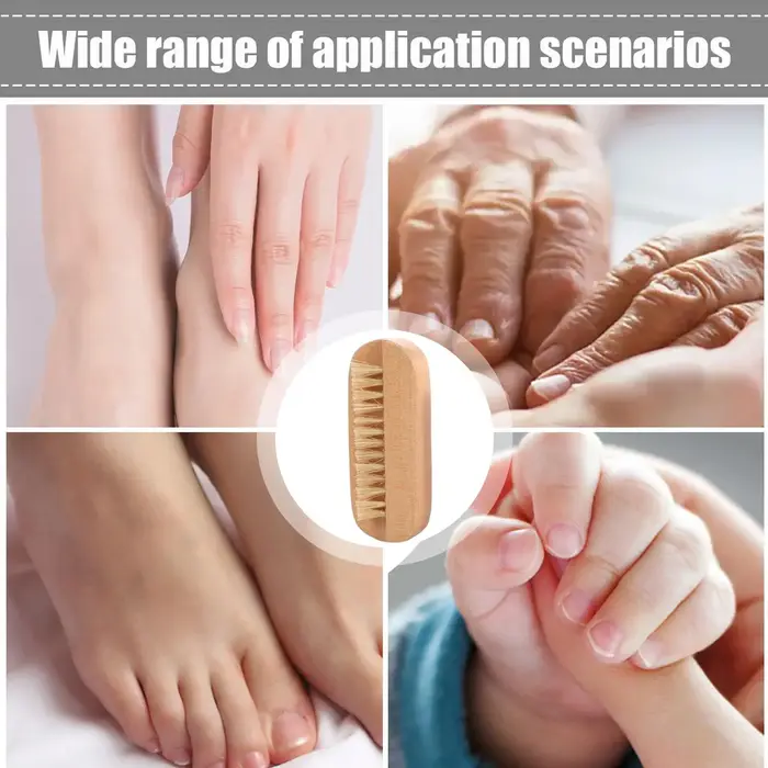 Brosse à ongles en bois réutilisable à poils de sanglier, brosse de nettoyage des ongles double face pour femmes, hommes, adultes, personnes âgées, adolescents, à domicile