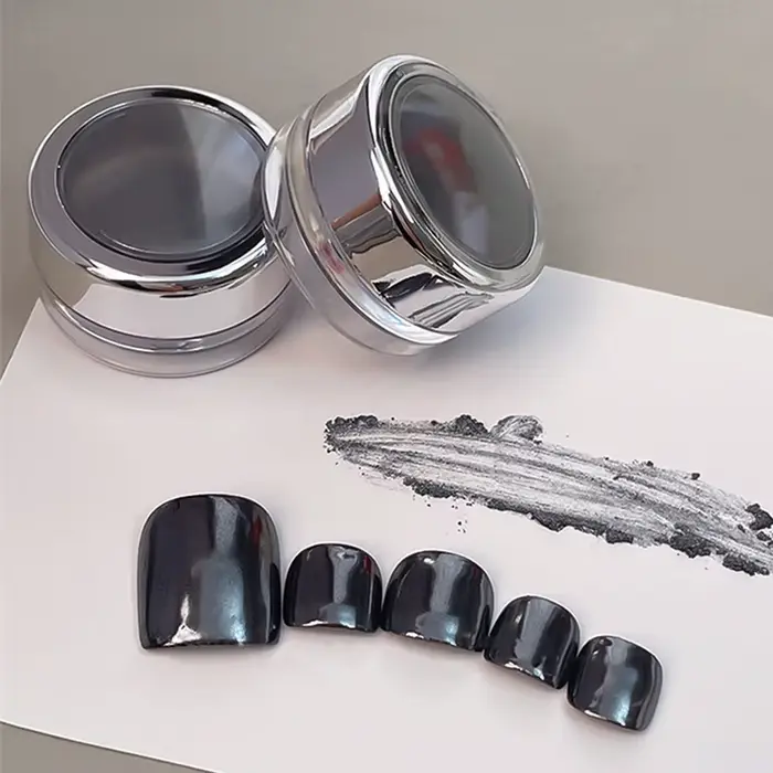 Poudre à ongles chromée noire brillante pour ongles en Gel effet miroir licorne Chrome Pigment Gel v