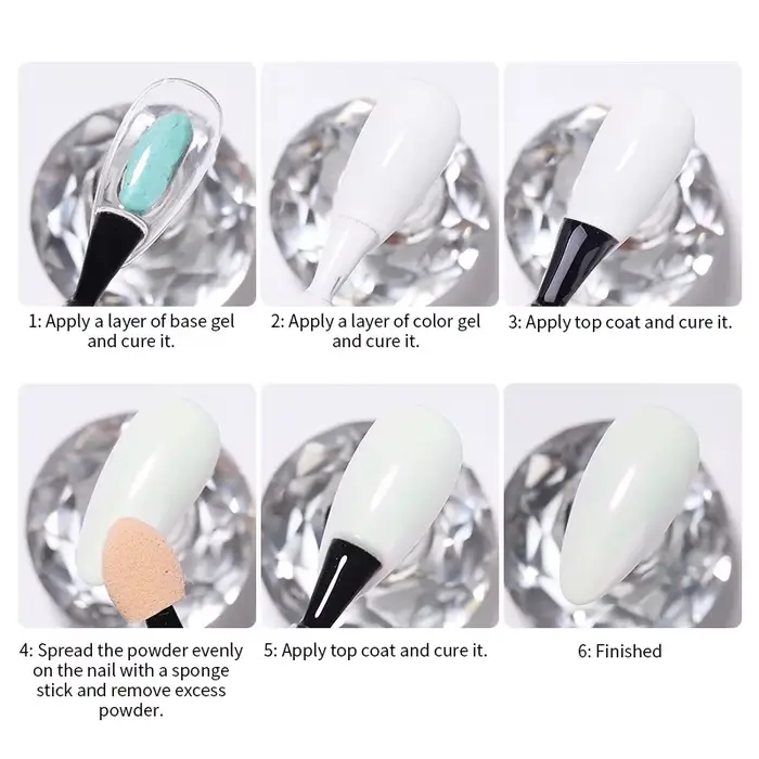 Aurora perle blanc ongles paillettes poussière clair de lune