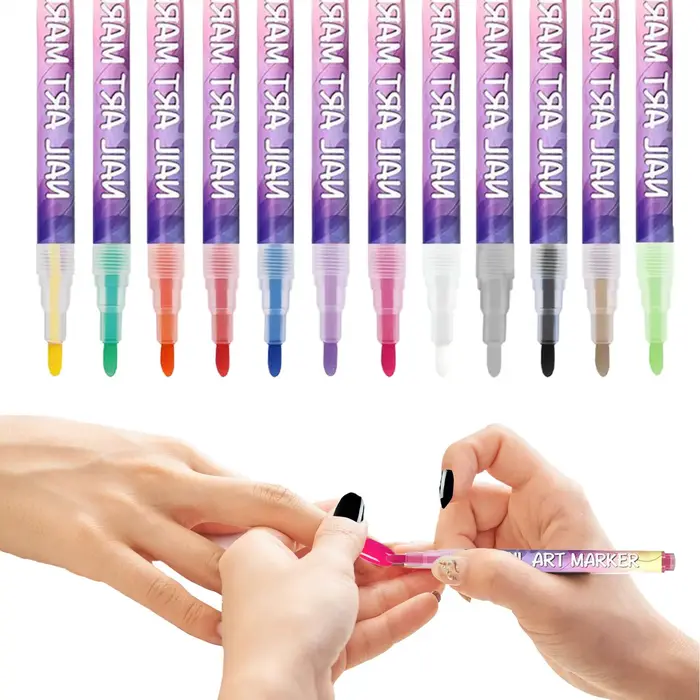 12 pièces Nail Arts dessin Graffiti vernis à ongles imperméable peinture Liner stylo bricolage 3D lignes abstraites