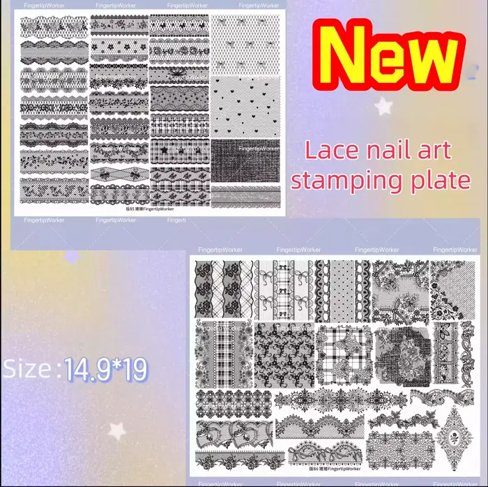 Nouvelle plaque de manucure en dentelle pour décorations d'ongles 2026