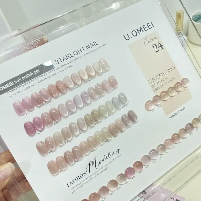 UOMEEI couleur nue série oeil de chat Gel vernis à ongles 15ml perle de verre Gel magnétique Semi Permanent tremper Gel