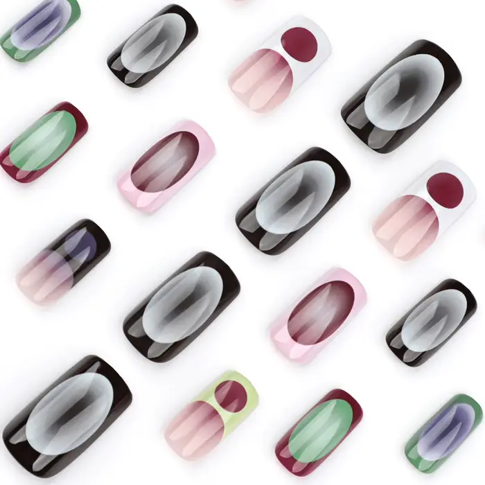 24 faux ongles de style français à effet dégradé