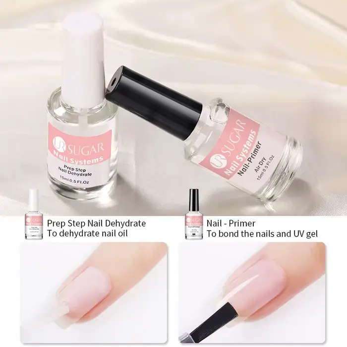 UR SUGAR 15ml 2 pièces/ensemble presse-ongles déshydrateur de préparation d'ongles ensemble pas besoin de lampe UV LED manucure pour Nail Art Gel vernis à ongles conception