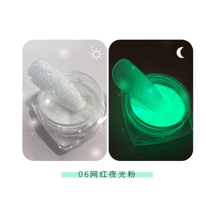 6 Couleurs Halloween Phxing ou Shoous Nail Glitter Poudre net1-2gWhite Clip Glow-In-Dark Poudre DIY 