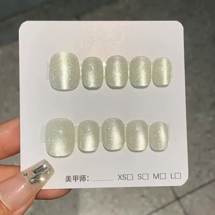 10 pièces photothérapie presse à la main sur les ongles effet oeil de chat faux