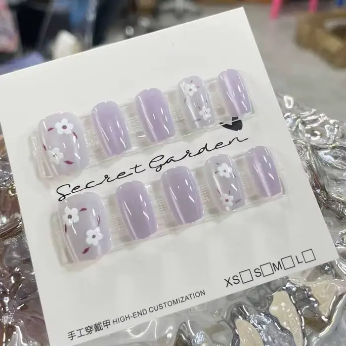 10 pièces mignon marguerite chat yeux presse sur ongles portable faux