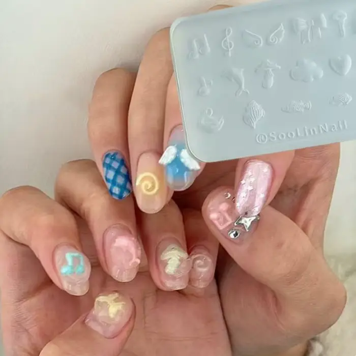 Dessin animé Nail Art moule Note de musique dauphin
