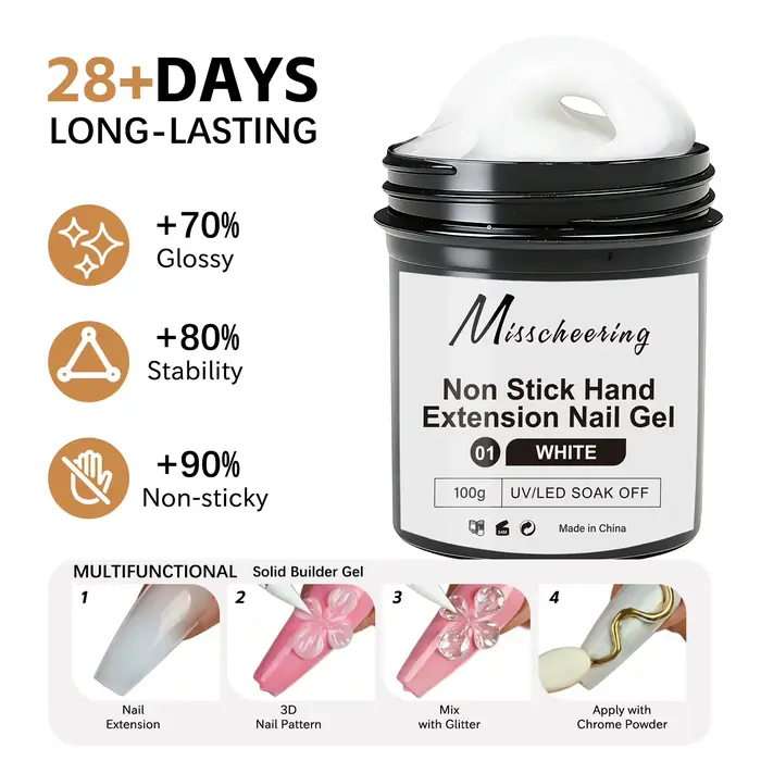 100g blanc clair antiadhésif Extension de main Gel pour ongles 3D façonnage sculpture Nail Art solide dur Gel UV LED