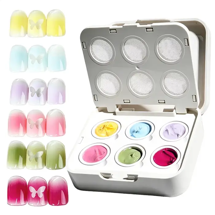 Gel compact six couleurs pour coussinets à ongles