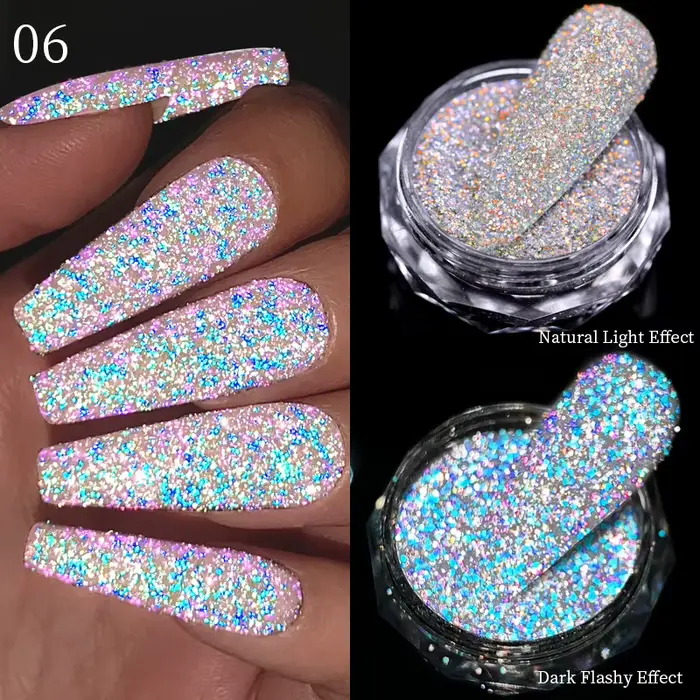 Poudre à ongles diamant réfléchissante