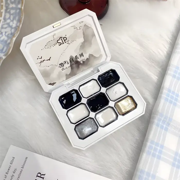 1 pièce de gel vernis à ongles solide noir et blanc, gel gypse Y2K, couleur unie, brillance éclatant