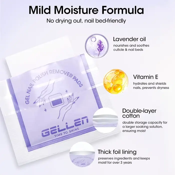 GELLEN 100 Lingettes Dissolvantes pour Vernis à Ongles