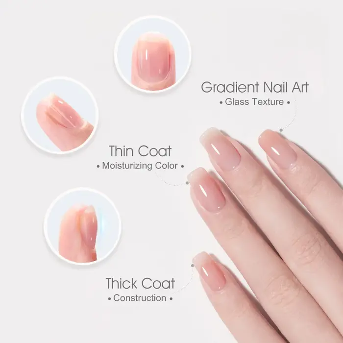 VENALISA 7,5 ml Gel de construction rapide, vernis à ongles gel semi-transparent, gel de trempage renforcé