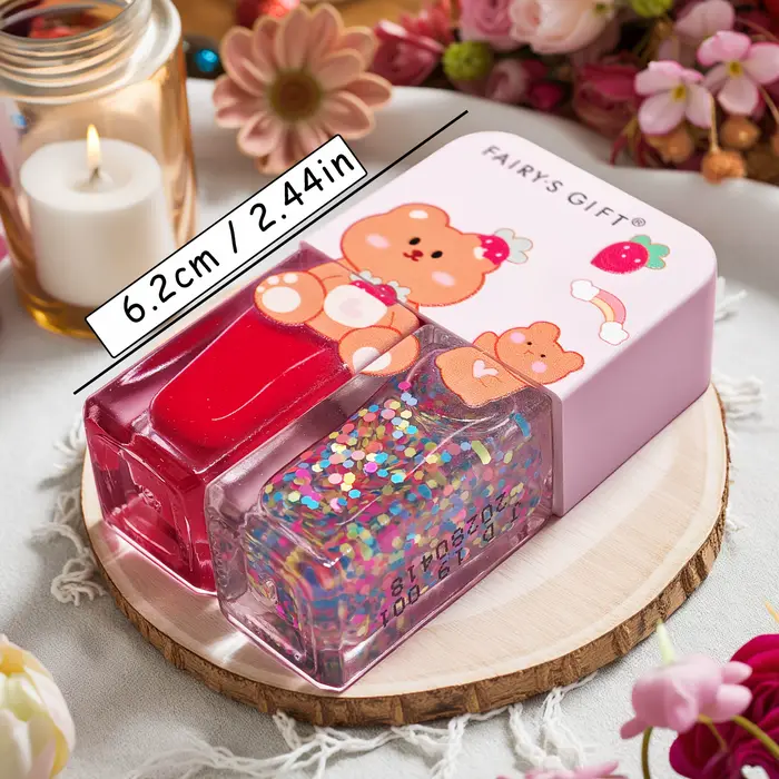 S01 Little Bear Balloon ensemble de 2 bouteilles vernis à ongles sans cuisson séchage rapide longue durée pelable à