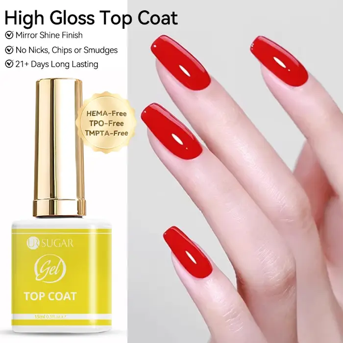 UR SUGAR 15 ml Gel de Base et sans lingette couche de finition Semi Permanente 2 en 1 bouteille d'apprêt Construction