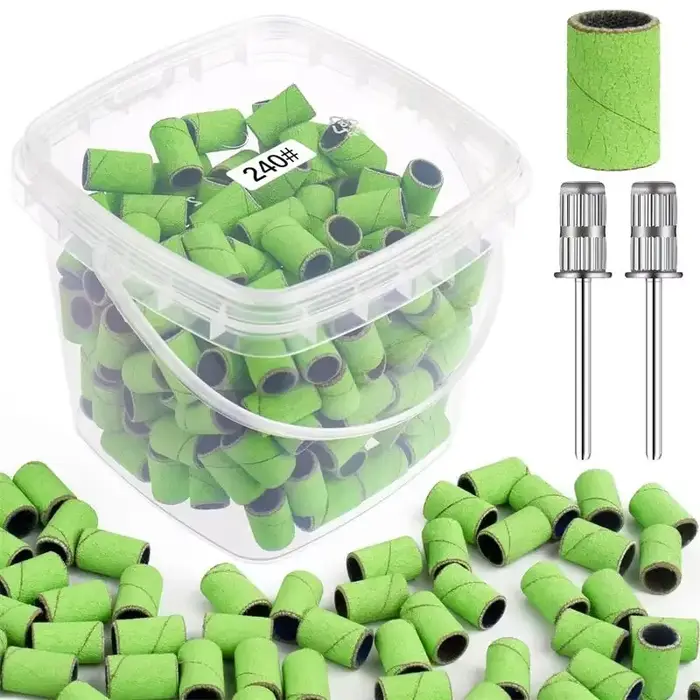 Bandes de ponçage pour nail art, grain 80 120 180 240 avec 2 forets pour manucure et pédicure, acces